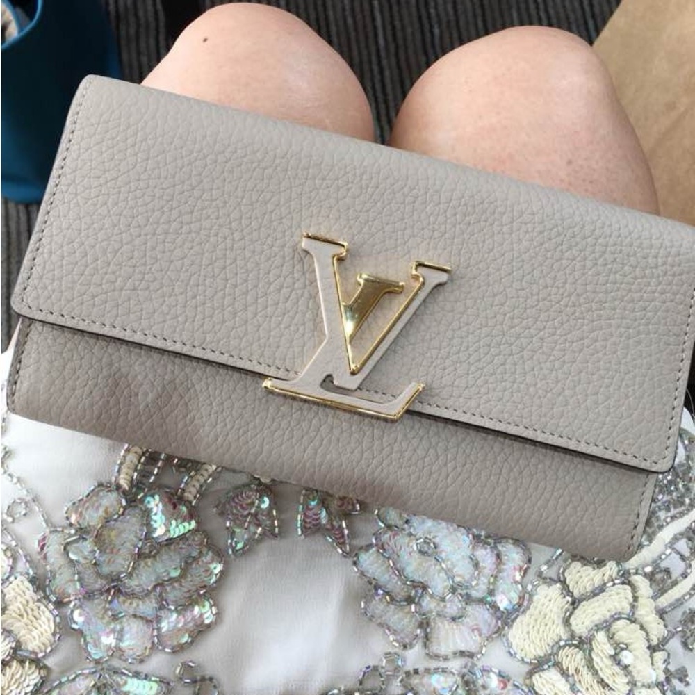 Louis Vuitton Taupe Capucines Large Wallet/ Clutch